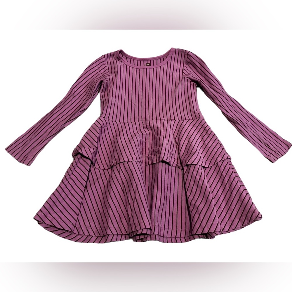 Tea Collection girls purple striped dress. Size 3T.
